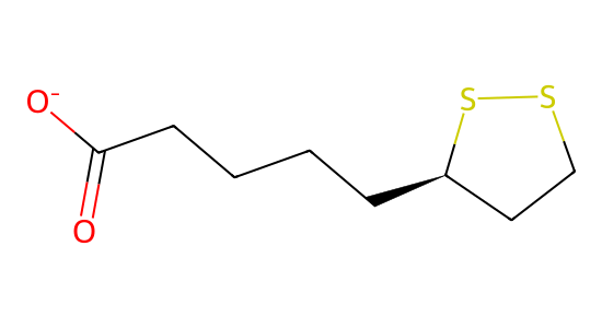 (R)-α-リポ酸 の化学構造式