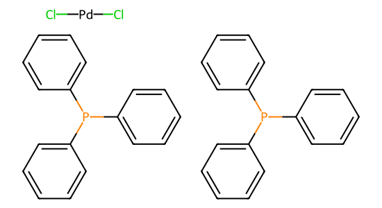 ビス(トリフェニルホスフィン)パラジウム(ＩＩ)ジクロリド の化学構造