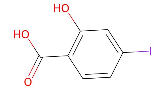2-ヒドロキシ-4-ヨード安息香酸 の化学構造