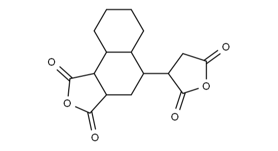 Decahydro-5-(tetrahydro-2,5-dioxo-3-furanyl)naphtho[1,2-c]furan-1,3-dione の化学構造式
