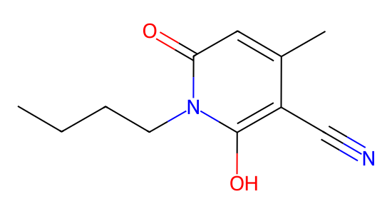 N-Butyl-3-cyano-6-hydroxy-4-methyl-2-pyridone の化学構造