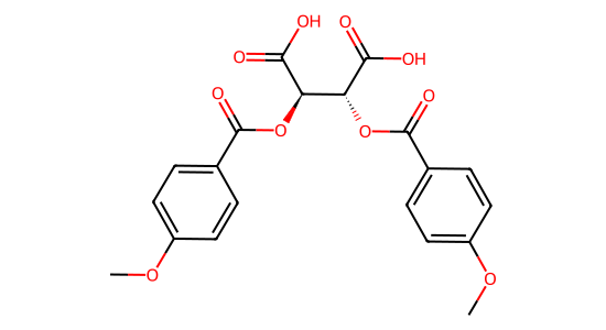 (-)-ジ-p-アニソイル-L-酒石酸 の化学構造式