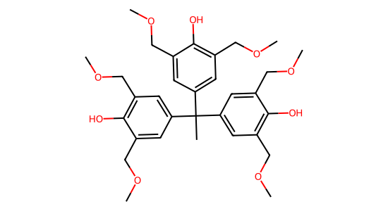 4,4',4''-(Ethane-1,1,1-triyl)tris(2,6-bis(methoxymethyl)phenol) の化学構造