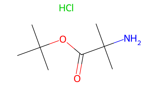 Alanine, 2-Methyl-, 1,1-diMethylethyl ester, hydrochloride の化学構造式