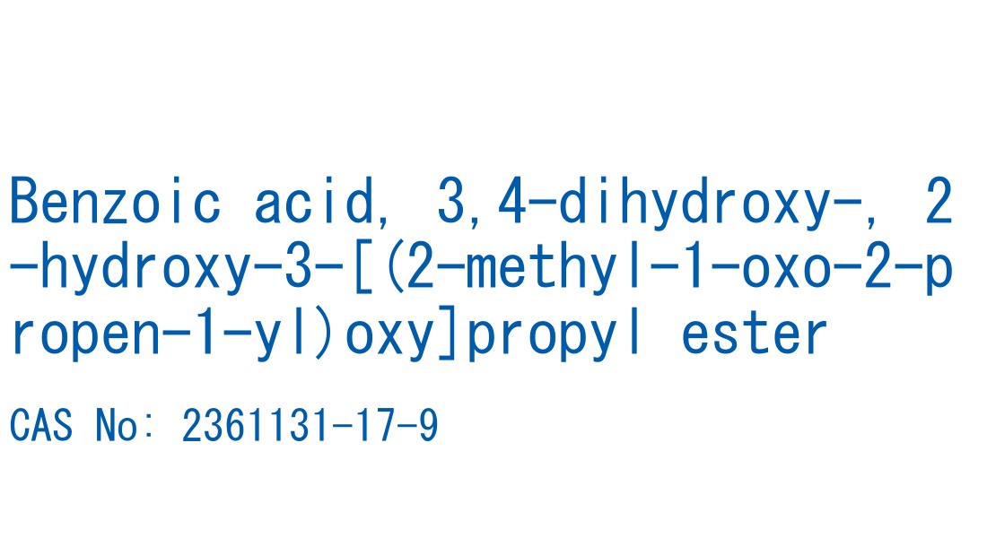 Benzoic acid, 3,4-dihydroxy-, 2-hydroxy-3-[(2-methyl-1-oxo-2-propen-1-yl)oxy]propyl ester の構造式